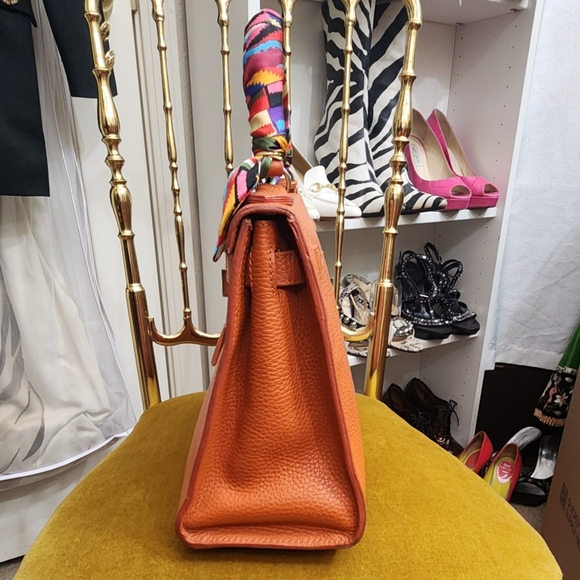 Rare orange clemence with gold hardware Teddy Blake Buti eva kelly bag - Picture 6 of 10